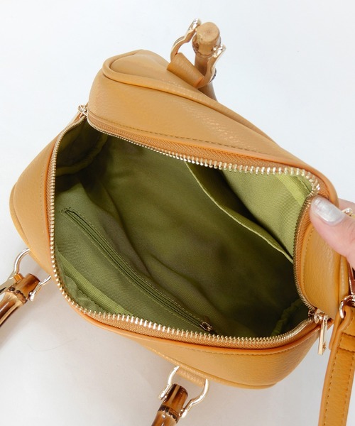 オンライン完売商品♡テチチ　バンブーハンドル ブラウン ボストンバッグ ブラウン バンブーハンドルボストン《2025spring catalog item