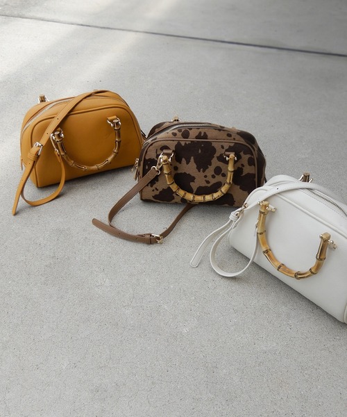オンライン完売商品♡テチチ　バンブーハンドル ブラウン ボストンバッグ ブラウン バンブーハンドルボストン《2025spring catalog item