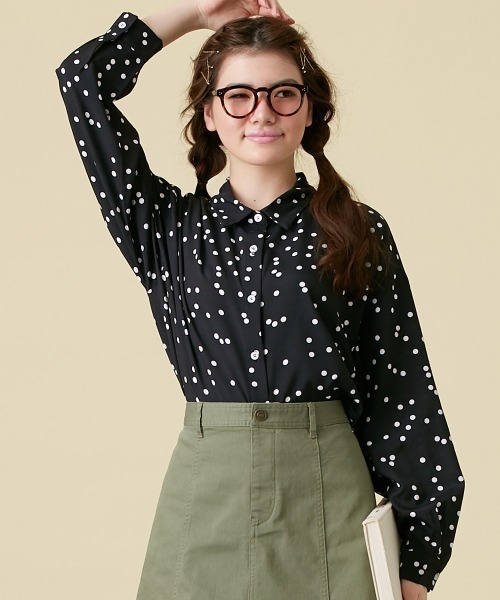 Le temps riche(ルタンリッシュ)の「ドットプリントシャツ<Le temps riche>(シャツ/ブラウス・レディース・ブラック/グリーン/オフホワイト・M/L)」の11枚目の写真
