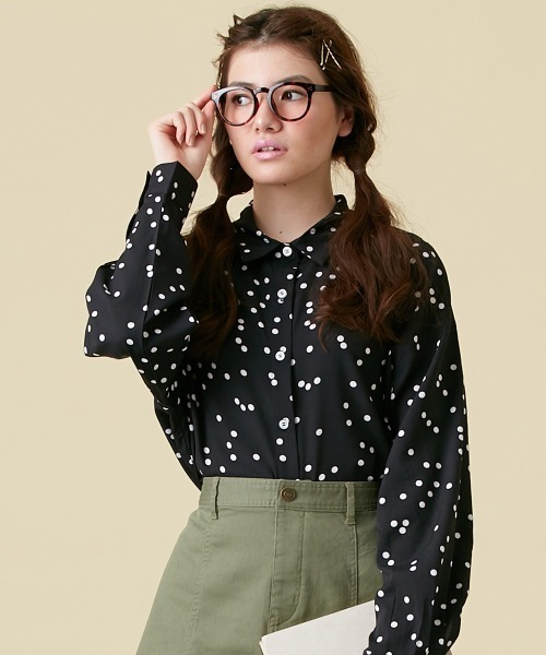 Le temps riche(ルタンリッシュ)の「ドットプリントシャツ<Le temps riche>(シャツ/ブラウス・レディース・ブラック/グリーン/オフホワイト・M/L)」の12枚目の写真