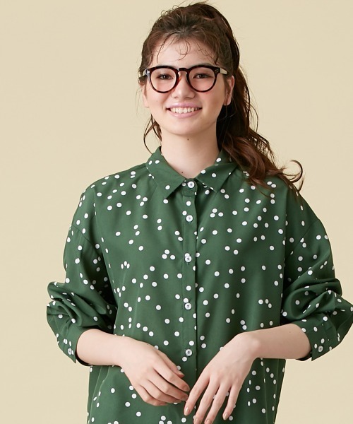 Le temps riche(ルタンリッシュ)の「ドットプリントシャツ<Le temps riche>(シャツ/ブラウス・レディース・ブラック/グリーン/オフホワイト・M/L)」の17枚目の写真