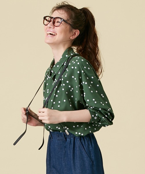 Le temps riche(ルタンリッシュ)の「ドットプリントシャツ<Le temps riche>(シャツ/ブラウス・レディース・ブラック/グリーン/オフホワイト・M/L)」の18枚目の写真