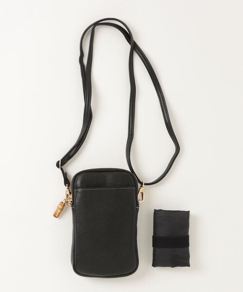 FUNALIVE（ファンアライブ）の「Pisoraro エコバッグ付き スマホポシェット（ショルダーバッグ・レディース・グレイッシュベージュ/スモークピンク/ブラック/ホワイト系その他/ライトグリーン/サーモンピンク/ブラウン系/ブラウン/グレー系その他/グレイッシュブルー/ライトイエロー/ネイビー/ブラック系その他/ラベンダー/レッド/グレー系/ダークグリーン/マジェンタ/ホワイト×ブラック/シルバー/グレー/ベージュ/パイソン/グリーン/ブラック系その他2/アイボリー/グレー系その他2/ブルー系その他/ベージュ系その他・FREE）」の6枚目の写真