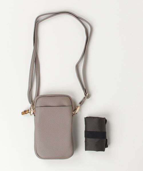 FUNALIVE（ファンアライブ）の「Pisoraro エコバッグ付き スマホポシェット（ショルダーバッグ・レディース・グレイッシュベージュ/スモークピンク/ブラック/ホワイト系その他/ライトグリーン/サーモンピンク/ブラウン系/ブラウン/グレー系その他/グレイッシュブルー/ライトイエロー/ネイビー/ブラック系その他/ラベンダー/レッド/グレー系/ダークグリーン/マジェンタ/ホワイト×ブラック/シルバー/グレー/ベージュ/パイソン/グリーン/ブラック系その他2/アイボリー/グレー系その他2/ブルー系その他/ベージュ系その他・FREE）」の14枚目の写真