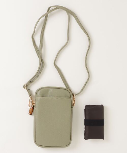 FUNALIVE（ファンアライブ）の「Pisoraro エコバッグ付き スマホポシェット（ショルダーバッグ・レディース・グレイッシュベージュ/スモークピンク/ブラック/ホワイト系その他/ライトグリーン/サーモンピンク/ブラウン系/ブラウン/グレー系その他/グレイッシュブルー/ライトイエロー/ネイビー/ブラック系その他/ラベンダー/レッド/グレー系/ダークグリーン/マジェンタ/ホワイト×ブラック/シルバー/グレー/ベージュ/パイソン/グリーン/ブラック系その他2/アイボリー/グレー系その他2/ブルー系その他/ベージュ系その他・FREE）」の18枚目の写真