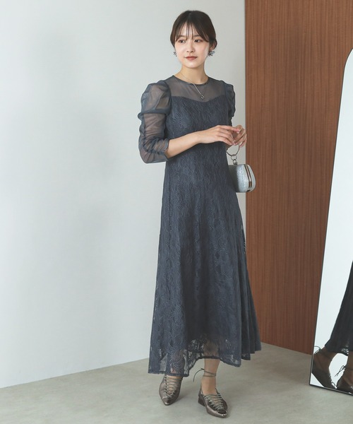 kana（カナ）の「総レース ギャザー シアー フレア ワンピース 