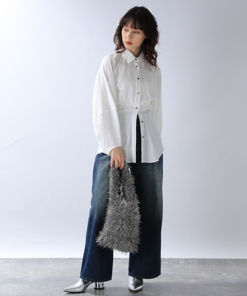 JEANASIS（ジーナシス）の「シャギーラメトートBAG/975075（ハンドバッグ・レディース・ホワイト/ライトグレー/チャコールグレー・FREE）」の9枚目の写真