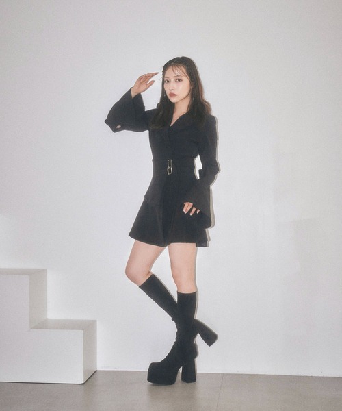 ANDGEEBEE（アンジービー）の「サッシュベルトジャケットワンピ（ワンピース・レディース・アイボリー/ブラック・FREE）」の14枚目の写真