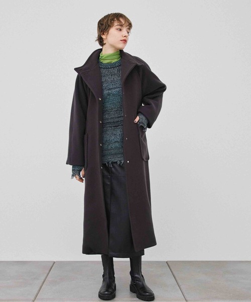 PUBLIC TOKYO（パブリックトウキョウ）の「SUPER140ダブルベロアスタンドコート（その他アウター・レディース・ライム/ダークグレー/アイボリー・2/1）」の14枚目の写真