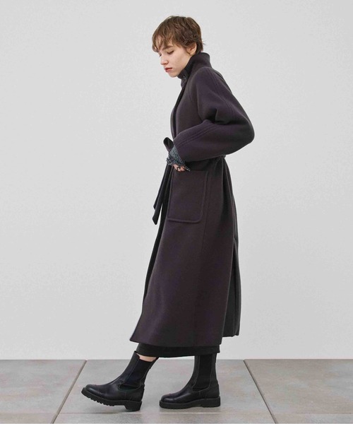 PUBLIC TOKYO（パブリックトウキョウ）の「SUPER140ダブルベロアスタンドコート（その他アウター・レディース・ライム/ダークグレー/アイボリー・2/1）」の16枚目の写真