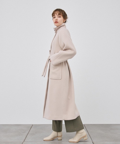 PUBLIC TOKYO（パブリックトウキョウ）の「SUPER140ダブルベロアスタンドコート（その他アウター・レディース・ライム/ダークグレー/アイボリー・2/1）」の5枚目の写真