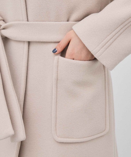 PUBLIC TOKYO（パブリックトウキョウ）の「SUPER140ダブルベロアスタンドコート（その他アウター・レディース・ライム/ダークグレー/アイボリー・2/1）」の9枚目の写真