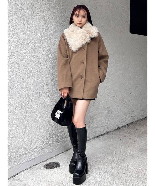 EMODA（エモダ）の「フェイクファーロゴハンドバッグ（ハンドバッグ・レディース・ブルー/ベージュ/ブラック・FREE）」の13枚目の写真