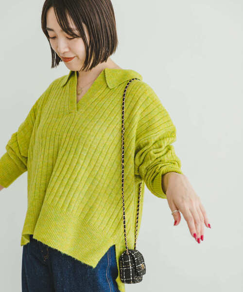 ITEMS URBANRESEARCH（アイテムズ アーバンリサーチ）の「スキッパーニットプルオーバー（ニット/セーター・レディース・ブルー/イエロー/アイボリー・FREE）」の22枚目の写真