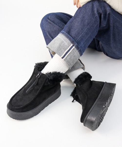 セール】軽量厚底プラットフォーム ユニセックス ムートンブーツ