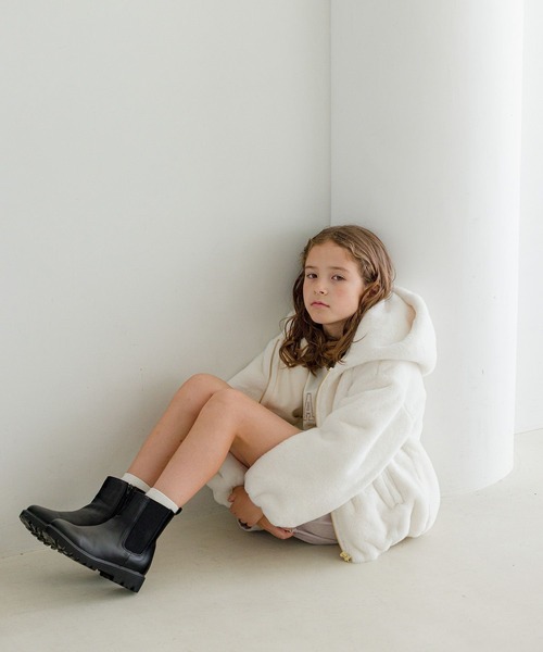 GLOBAL WORK（グローバルワーク）の「洗えるフワモコファーZIPパーカー/969855（その他アウター・キッズ・モカ/アイボリー・100cm/110cm/130cm/150cm/120cm/160cm/140cm）」の6枚目の写真