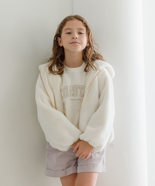 GLOBAL WORK（グローバルワーク）の「洗えるフワモコファーZIPパーカー/969855（その他アウター・キッズ・モカ/アイボリー・100cm/110cm/130cm/150cm/120cm/160cm/140cm）」の8枚目の写真