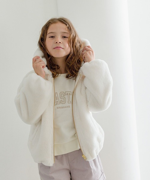 GLOBAL WORK（グローバルワーク）の「洗えるフワモコファーZIPパーカー/969855（その他アウター・キッズ・モカ/アイボリー・100cm/110cm/130cm/150cm/120cm/160cm/140cm）」の9枚目の写真