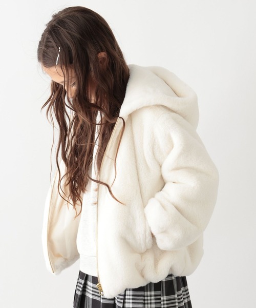 GLOBAL WORK（グローバルワーク）の「洗えるフワモコファーZIPパーカー/969855（その他アウター・キッズ・モカ/アイボリー・100cm/110cm/130cm/150cm/120cm/160cm/140cm）」の15枚目の写真