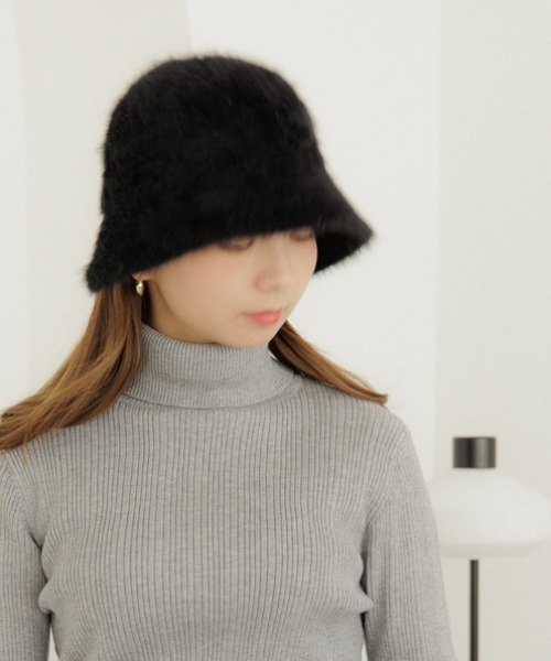 flower(フラワー)の「フラッフィーバケットハット(ハット・レディース・ブラック/ベージュ・FREE)」の6枚目の写真