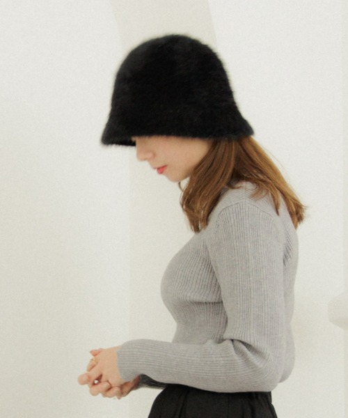 flower(フラワー)の「フラッフィーバケットハット(ハット・レディース・ブラック/ベージュ・FREE)」の7枚目の写真