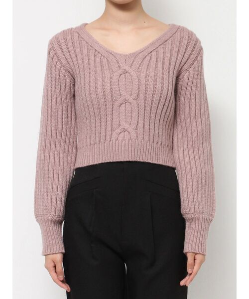 RESEXXY（リゼクシー）の「センターケーブルショートニット（ニット/セーター・レディース・ホワイト/ピンク/ブラック・FREE）」の14枚目の写真