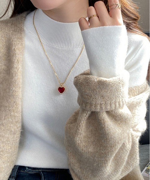 kirakiraShop（キラキラショップ）の「ベーシック ハイネック ニット（ニット/セーター・レディース・グレー/ベージュ/ホワイト/ブラック・FREE）」の2枚目の写真
