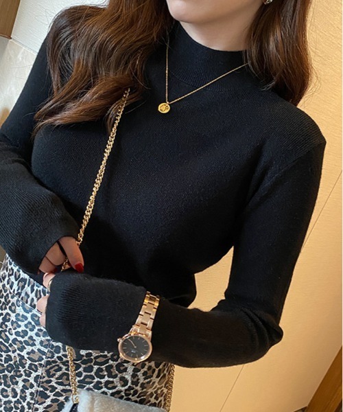 kirakiraShop（キラキラショップ）の「ベーシック ハイネック ニット（ニット/セーター・レディース・グレー/ベージュ/ホワイト/ブラック・FREE）」の6枚目の写真