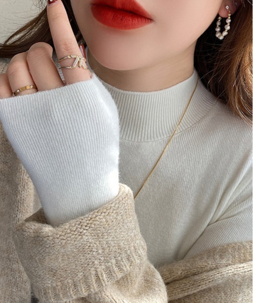 kirakiraShop（キラキラショップ）の「ベーシック ハイネック ニット（ニット/セーター・レディース・グレー/ベージュ/ホワイト/ブラック・FREE）」の8枚目の写真