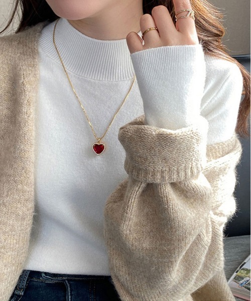 kirakiraShop（キラキラショップ）の「ベーシック ハイネック ニット（ニット/セーター・レディース・グレー/ベージュ/ホワイト/ブラック・FREE）」の9枚目の写真