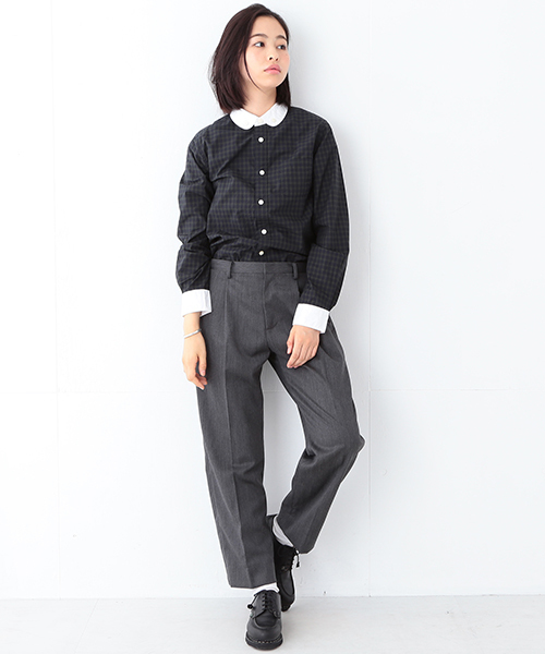 BEAMS BOY（ビームスボーイ）の「BEAMS BOY / ギャバ ワイド スラックス（スラックス・レディース・グレー/ネイビー・0/1）」の21枚目の写真