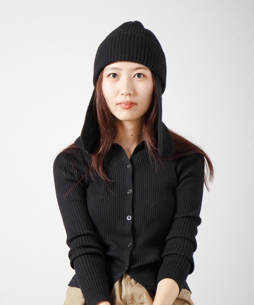 RACAL（ラカル）の「Ear Tab Knit Watch / 耳当てニットワッチ（ニットキャップ/ビーニー・レディース・グレー/オフホワイト/ブラック・FREE）」の11枚目の写真
