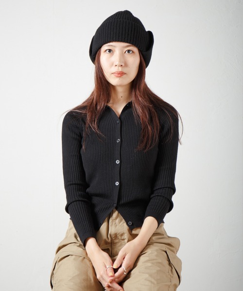 RACAL（ラカル）の「Ear Tab Knit Watch / 耳当てニットワッチ（ニットキャップ/ビーニー・レディース・グレー/オフホワイト/ブラック・FREE）」の16枚目の写真