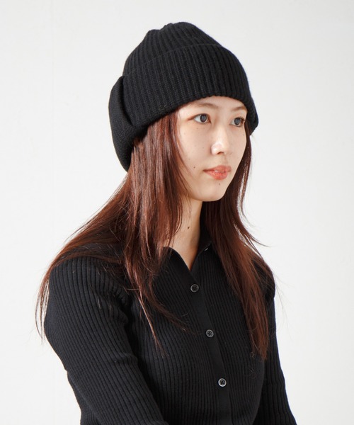 RACAL（ラカル）の「Ear Tab Knit Watch / 耳当てニットワッチ（ニットキャップ/ビーニー・レディース・グレー/オフホワイト/ブラック・FREE）」の19枚目の写真