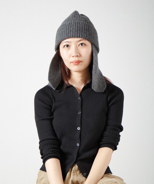 RACAL（ラカル）の「Ear Tab Knit Watch / 耳当てニットワッチ（ニットキャップ/ビーニー・レディース・グレー/オフホワイト/ブラック・FREE）」の21枚目の写真