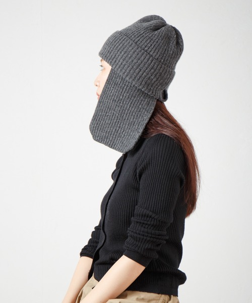 RACAL（ラカル）の「Ear Tab Knit Watch / 耳当てニットワッチ（ニットキャップ/ビーニー・レディース・グレー/オフホワイト/ブラック・FREE）」の22枚目の写真