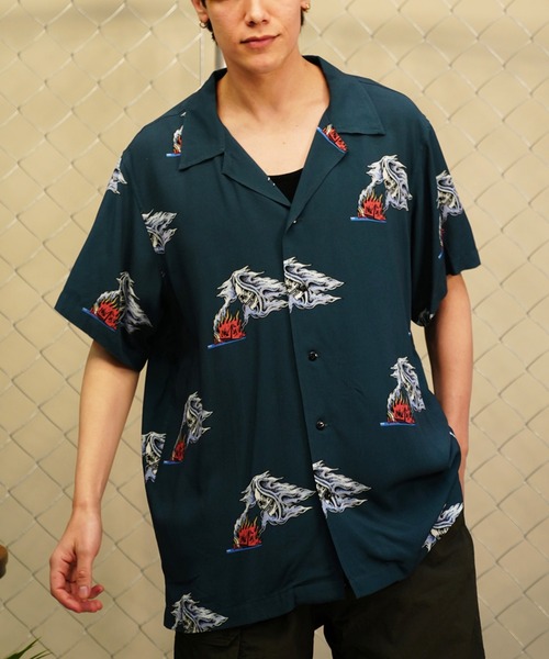 【セール】【ムラサキスポーツ限定】LURKING CLASS/ラーキングクラス 半袖シャツ オープンカラー 総柄 ST24SUM01（シャツ/ブラウス）｜LURKING CLASS（ラーキングクラス） 5,610円