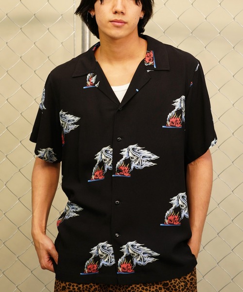 【セール】【ムラサキスポーツ限定】LURKING CLASS/ラーキングクラス 半袖シャツ オープンカラー 総柄 ST24SUM01（シャツ/ブラウス）｜LURKING CLASS（ラーキングクラス）