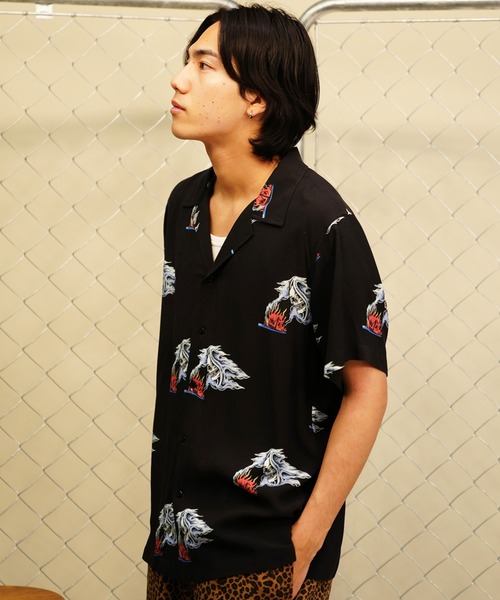【セール】【ムラサキスポーツ限定】LURKING CLASS/ラーキングクラス 半袖シャツ オープンカラー 総柄 ST24SUM01（シャツ/ブラウス）｜LURKING CLASS（ラーキングクラス）
