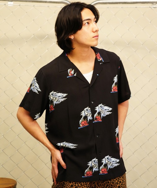 【セール】【ムラサキスポーツ限定】LURKING CLASS/ラーキングクラス 半袖シャツ オープンカラー 総柄 ST24SUM01（シャツ/ブラウス）｜LURKING CLASS（ラーキングクラス）