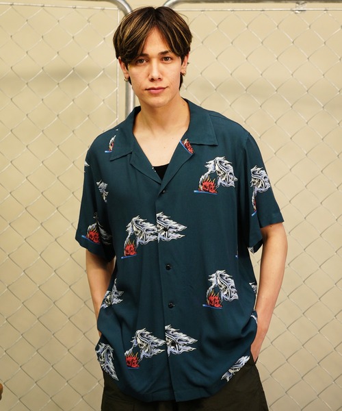 【セール】【ムラサキスポーツ限定】LURKING CLASS/ラーキングクラス 半袖シャツ オープンカラー 総柄 ST24SUM01（シャツ/ブラウス）｜LURKING CLASS（ラーキングクラス）