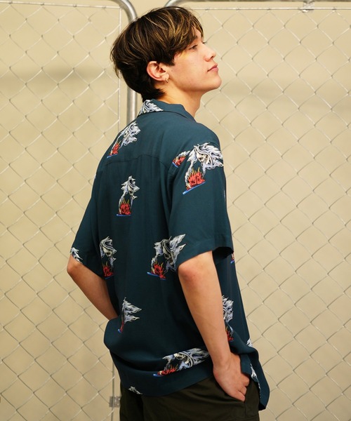 【セール】【ムラサキスポーツ限定】LURKING CLASS/ラーキングクラス 半袖シャツ オープンカラー 総柄 ST24SUM01（シャツ/ブラウス）｜LURKING CLASS（ラーキングクラス）