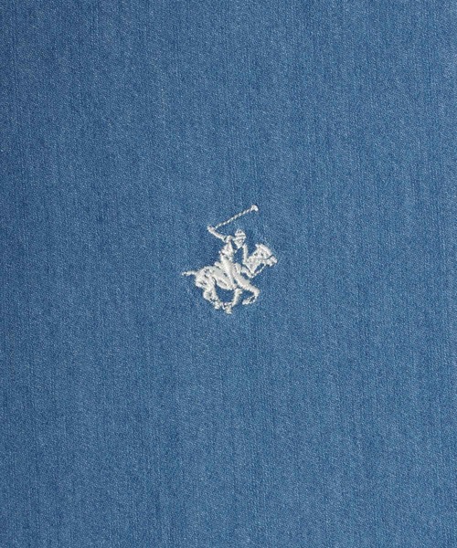 BEVERLY HILLS POLO CLUB(ビバリーヒルズポロクラブ)の「BEVERLY HILLS POLO CLUB ワンポイントロゴ刺繍 ビッグシルエット長袖シャツ レディース/無地・ストライプ・チェック柄(シャツ/ブラウス・レディース・ホワイト/ブラック/パープル/グリーン系その他2/ホワイト系その他/グリーン系その他/ライトインディゴブルー/ブルー系その他/パープル系その他/レッド系その他/ダークインディゴブルー・M)」の20枚目の写真