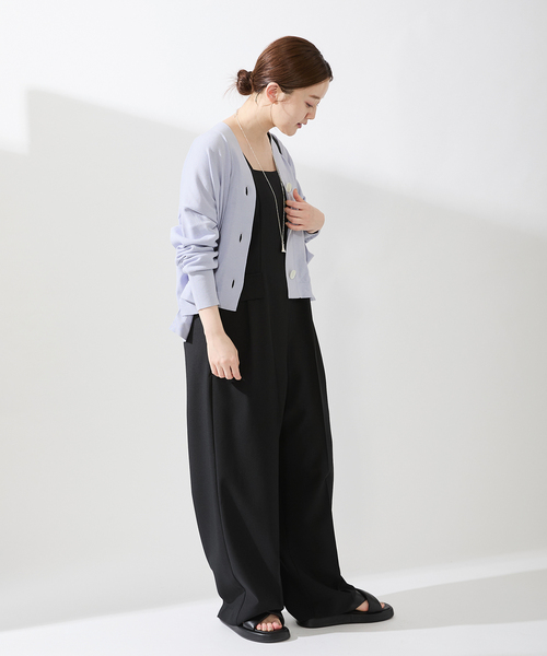 IENA ドライコットン　ネイビー カーディガン WEB限定/追加6》ドライコットンVネックカーディガン