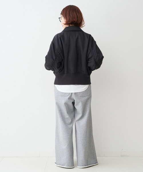 スピックアンドスパン　ブルゾン　ブラック Spick and Span スタンドカラーショートブルゾン