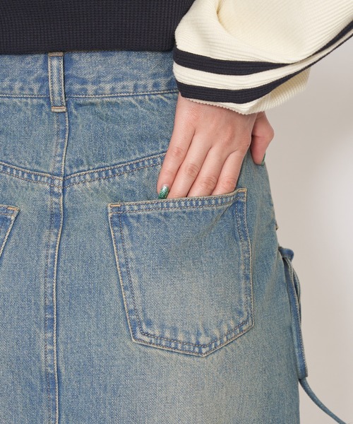 SPIRALGIRL（スパイラルガール）の「レースアップオーバーダイデニムスカート（デニムスカート・レディース・ホワイト/ブルー・MEDIUM/SMALL）」の22枚目の写真