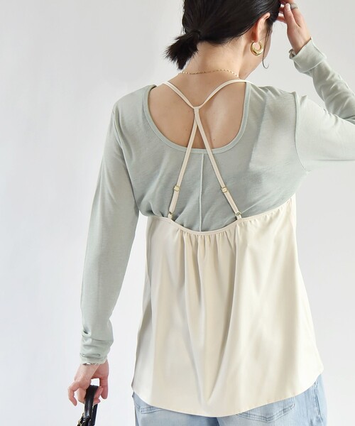 quaranciel（カランシエル）の「quaranciel:〈洗濯機可能〉サテン レース フロント オープン キャミソール（キャミソール・レディース・ベージュ/ナチュラル・ONE SIZE）」の8枚目の写真