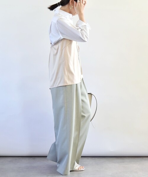 quaranciel（カランシエル）の「quaranciel:〈洗濯機可能〉サテン レース フロント オープン キャミソール（キャミソール・レディース・ベージュ/ナチュラル・ONE SIZE）」の10枚目の写真