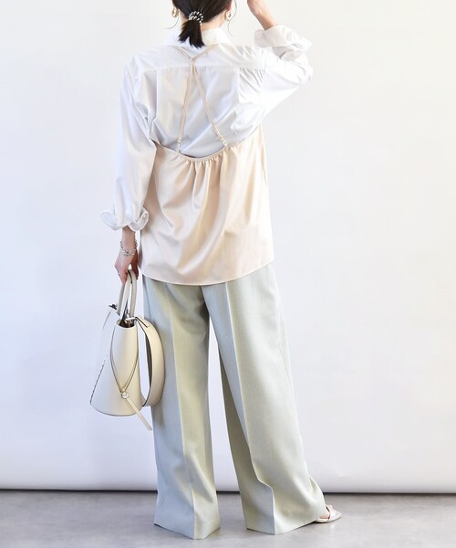 quaranciel（カランシエル）の「quaranciel:〈洗濯機可能〉サテン レース フロント オープン キャミソール（キャミソール・レディース・ベージュ/ナチュラル・ONE SIZE）」の11枚目の写真