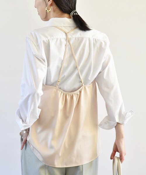 quaranciel（カランシエル）の「quaranciel:〈洗濯機可能〉サテン レース フロント オープン キャミソール（キャミソール・レディース・ベージュ/ナチュラル・ONE SIZE）」の14枚目の写真